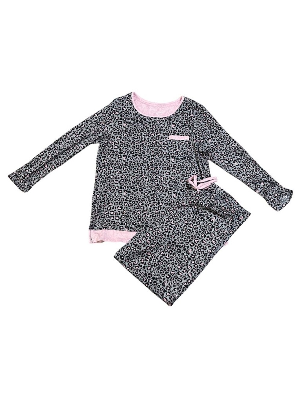 Cuddl Duds Pajamas Leopard black Grey Pink Size M Medium Soft Lounge